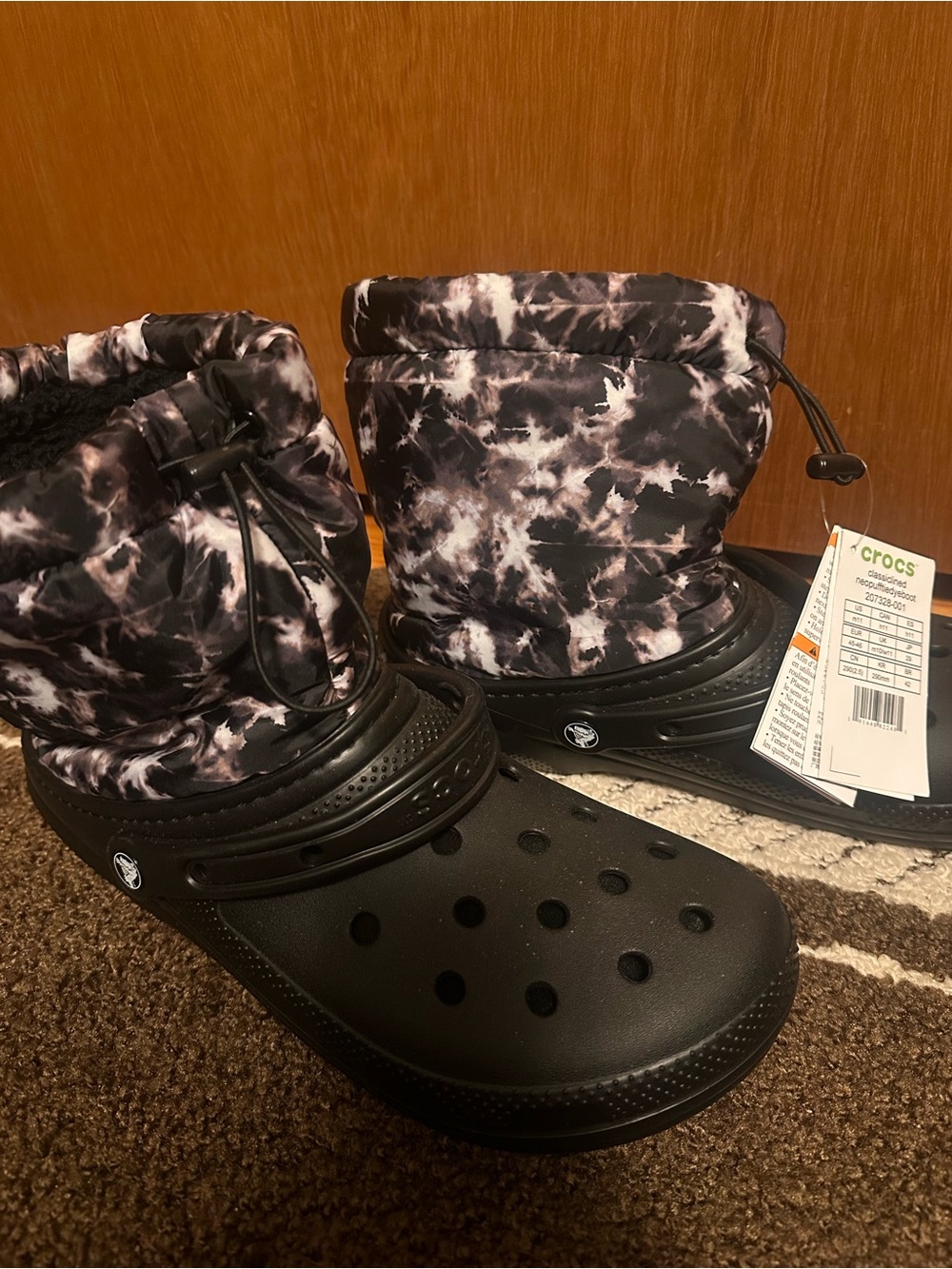 CROCS Black Tie-Dye Puff Clog Boot